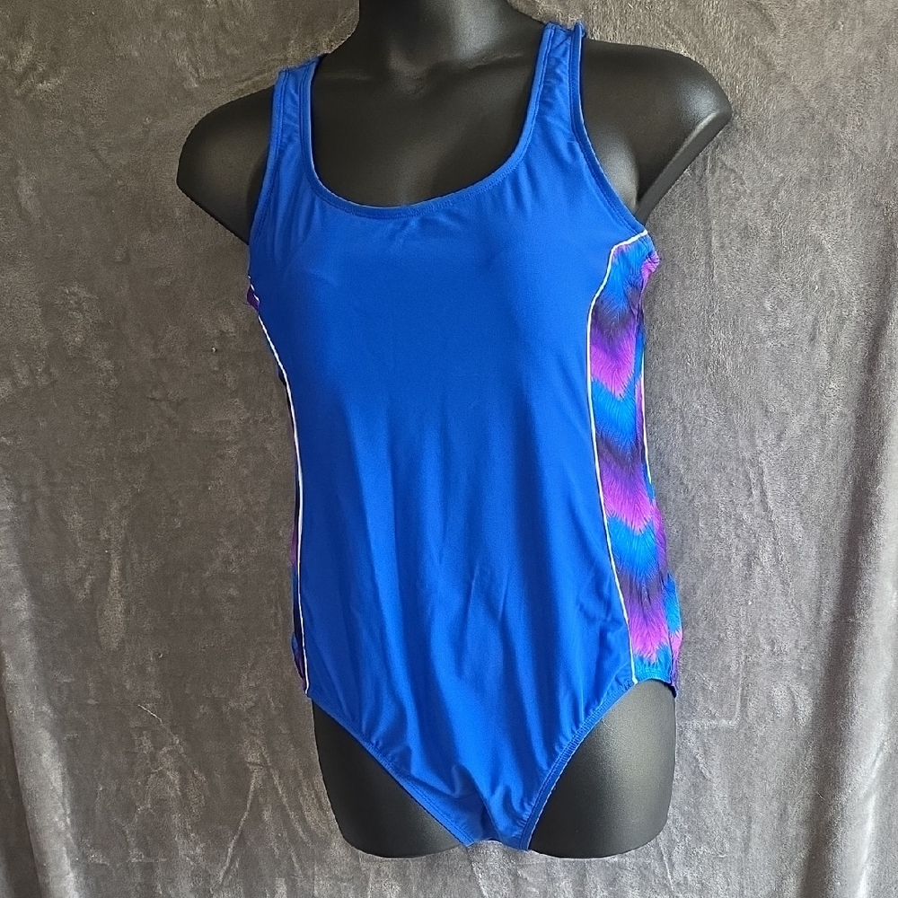 Catalina Blue and Black One-Piece Swimsuit Size 3X